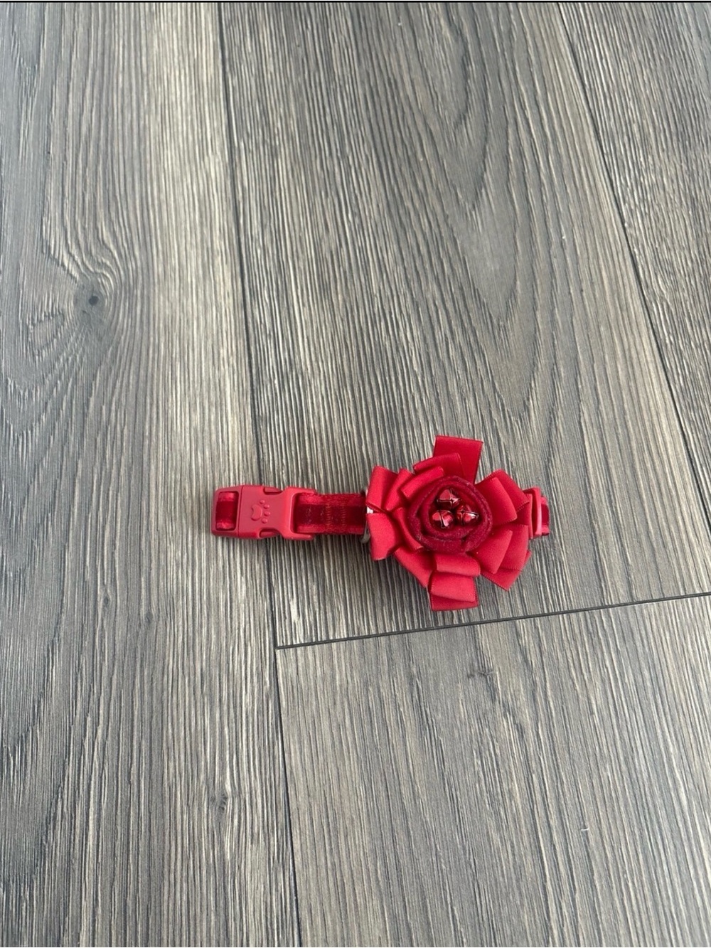 Dog Velvet Flower Red Collar